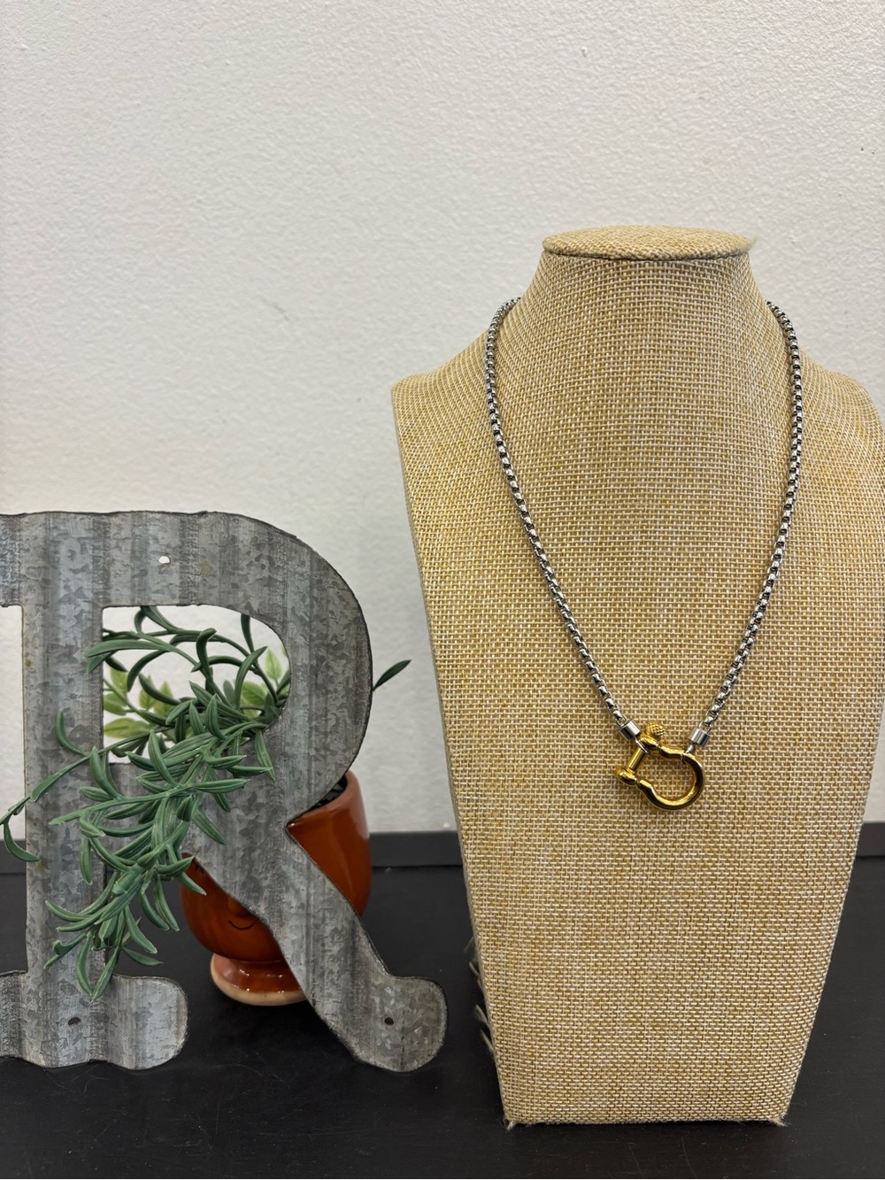 Mixed Metal Statement Horse Bit Necklace